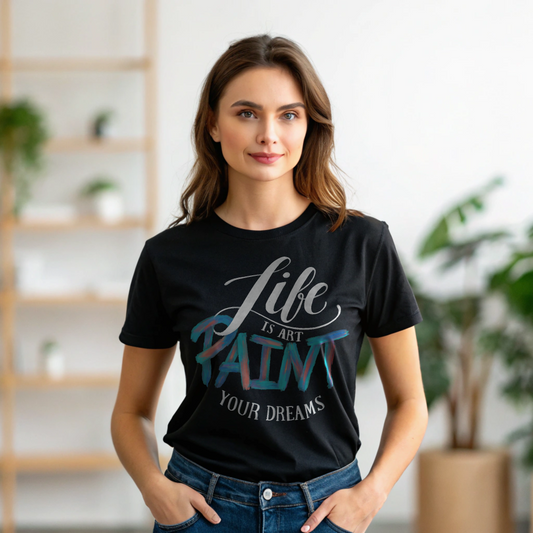 Life Is Art, Paint Your Dreams – Unisex Inspirational T-Shirt